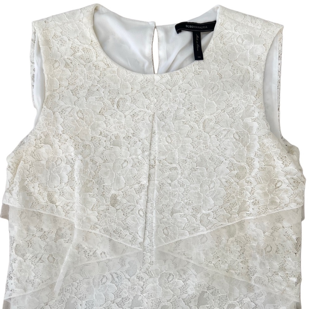 BCBG Maxazria White Lace Sleeveless Dress - Size XS - Picture 3 of 7